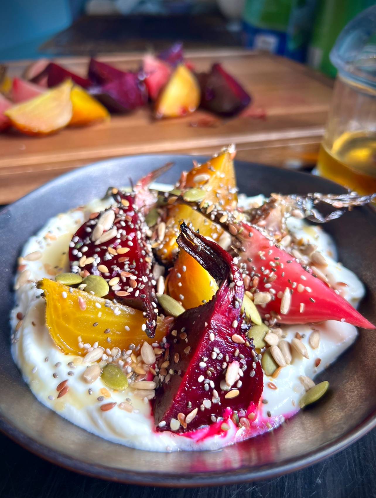 Beets Honey Yogurt and Grains
