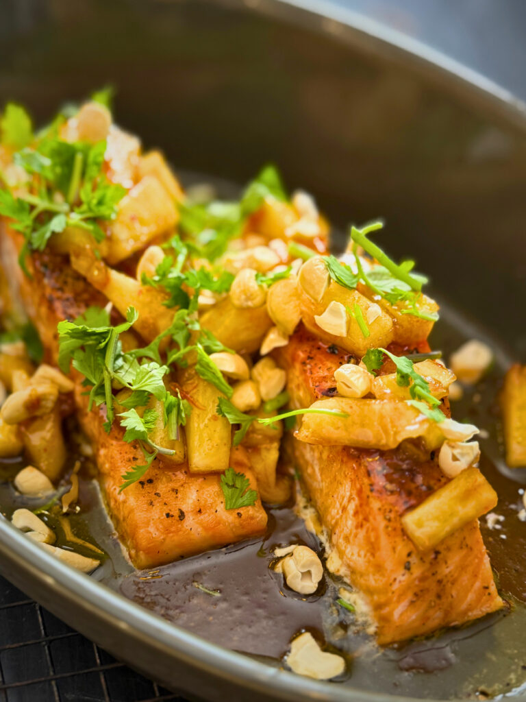 Baked Salmon With Pineapple Sweet Chili Sauce
