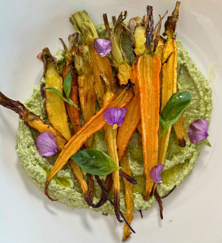 Maple Roasted Carrots With Carrot Top Pesto Ricotta