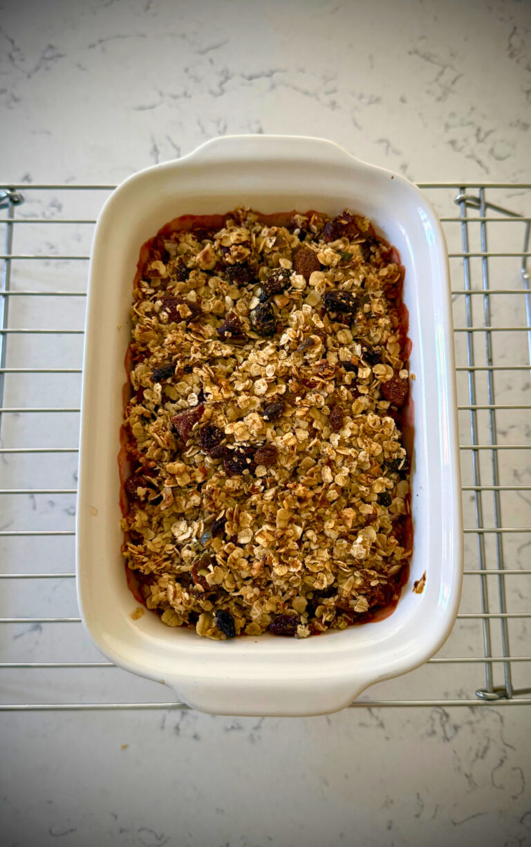 Rhubarb & Strawberry Crumble With Nutty Muesli Topping