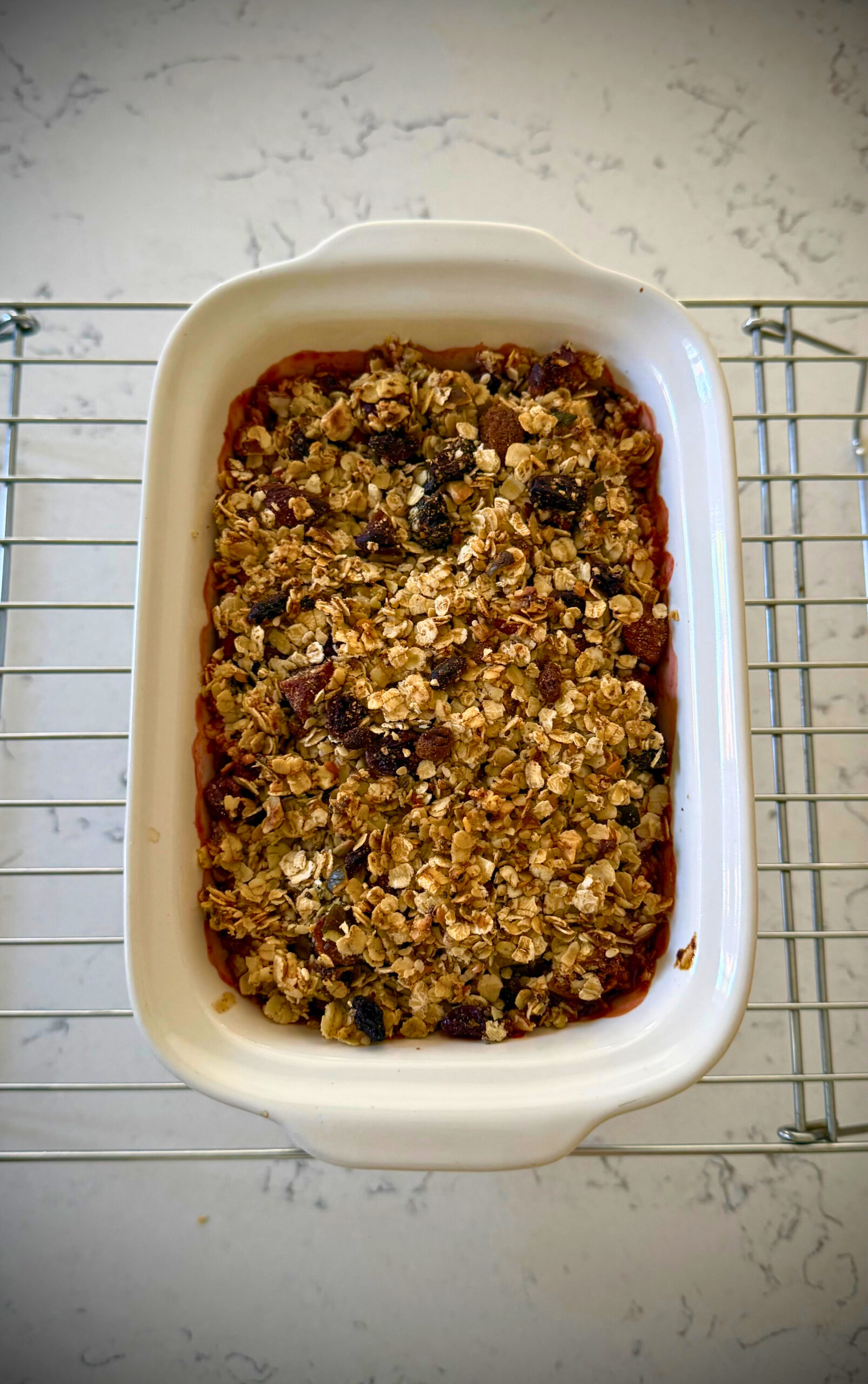 Rhubarb & Strawberry Crumble With Nutty Muesli Topping
