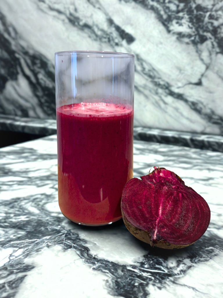 Heart Beet Smoothie with Banana, Yogurt & Power Seeds