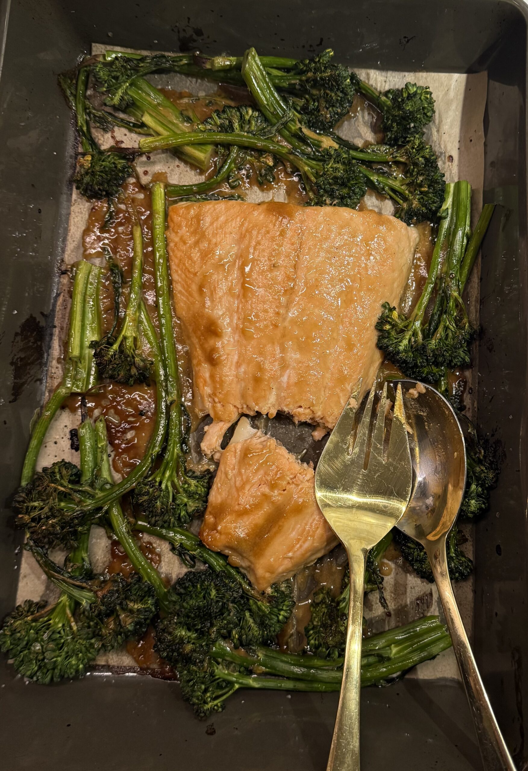 One-Pan Soy-Miso Glazed Salmon with Broccolini